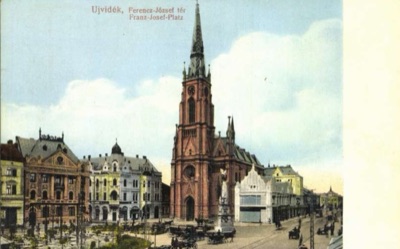 Franz Joseph Square, Carriages Waiting Before the Church, Name of Mary Church, Novi Sad, 1915