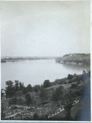 Petrovaradin's Bluff and a Hazy Novi Sad, Vineyard Rows Below, 1917