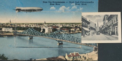 A Zeppelin Over the New Bridge, with a Card of Dunavska Street, Prince Tomislav Bridge, Novi Sad, 1933