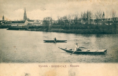 Two boats on the still water, Podbara, Novi Sad, before 1918