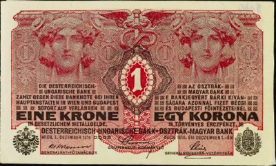 One-krone note of the Austro-Hungarian Bank, 1916, Novi Sad