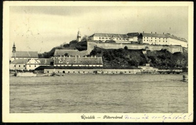 Petrovaradin Fortress, Seen from Novi Sad, with a Boat Moored Below, 1942.