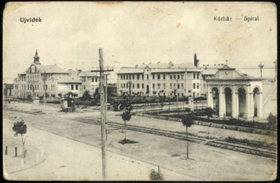 A Row of Hospital Pavilions Along a Tree-Lined Street, City Public Hospital, Novi Sad, 1896–1918