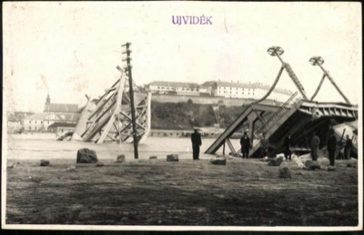 The Railway Bridge Destroyed, Men Surveying the Wreckage, Novi Sad, Prince Tomislav Bridge, 1941–1945