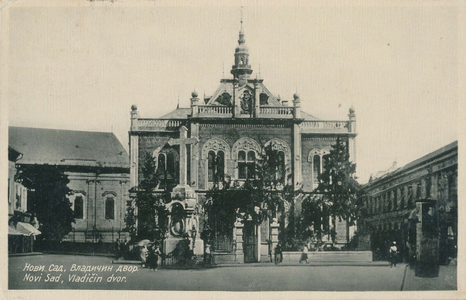 Screened by full-grown trees, Bishop's Palace, Novi Sad, 1919–1941