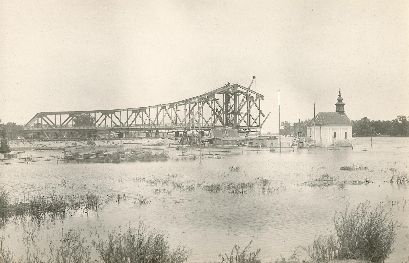 Bridge under construction, Prince Tomislav Bridge, Novi Sad, 1923