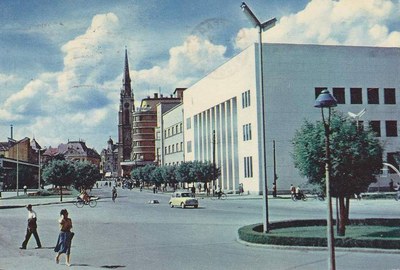 In colour, with a yellow car, Novi Sad, 1959