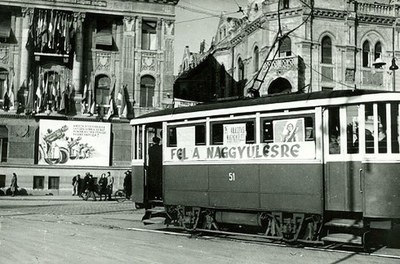 Tram 51 with a banner, Novi Sad, 1910s
