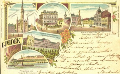 A Five-View Postcard of Novi Sad, Petrovaradin and Kamenica, Name of Mary Church, August 1898