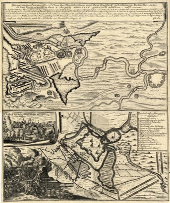 Plan of the 1716 Battle Near Petrovaradin, with Siege Views, Vezirac