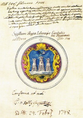 Coat of arms of the free royal city, Novi Sad, 1748