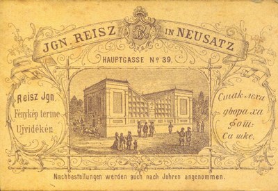 Reisz photo studio advertisement, Novi Sad, 1875