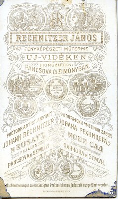 Exhibition medals on the card back, Novi Sad, 1883–1900