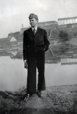 A Young Man by the Danube, Petrovaradin Fortress Behind, 1943, Danube Quay, Novi Sad