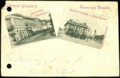 Danube Street and the Central Hotel, Dunavska Street, Novi Sad, by September 1900