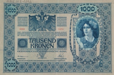 Thousand-kronen note of the Austro-Hungarian Bank, 1902, Novi Sad