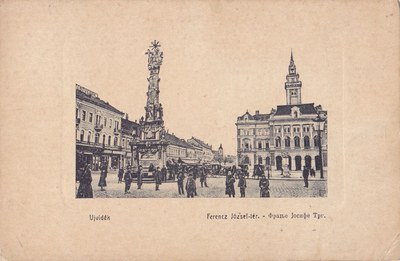 The Trinity column across the square, Liberty Square, Novi Sad, 1910