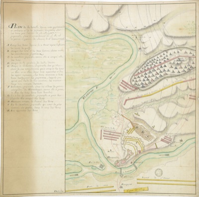 Manuscript plan of the 1716 battle showing Petrovaradin and Ratzenstadt, Petrovaradin Fortress