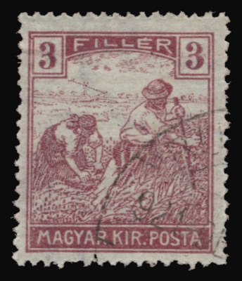 Three-fillér Harvesters stamp of Hungary, 1916, Novi Sad