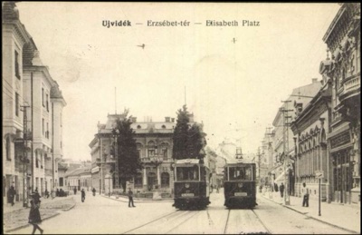 Elizabeth Square, Two Trams Head-on Down the Tracks, 1916, Elisabeth Square, Novi Sad