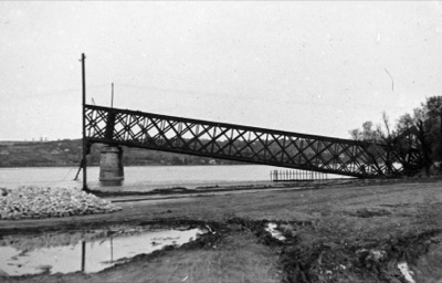 The Fallen Railway Bridge Span, Novi Sad, 1942, Franz Josef Bridge