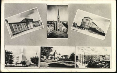 Novi Sad: a cinema, the Cathedral and the Banovina Palace tower, 1941–1945