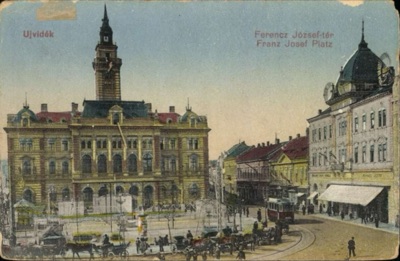 Franz Joseph Square, the Town Hall and the tram line, Novi Sad, 1896–1918