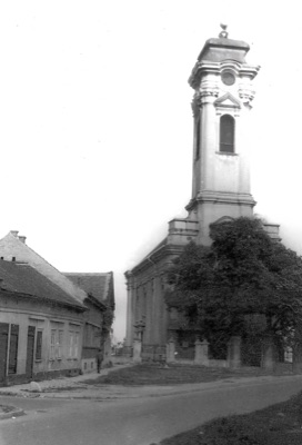 The church above the low houses, Almaska Church, Novi Sad, 1972