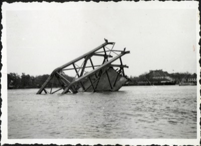 A Sunken Span Mid-River, the Far Bank Beyond, 1941, Prince Tomislav Bridge, Novi Sad