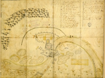Manuscript plan of the 1716 battle at Petrovaradin, Vezirac