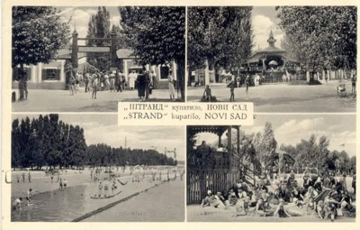 Four views of the Strand bathing place, Štrand City Beach, Novi Sad, 1918–1941