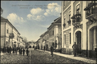 Jelačić Street, Petrovaradin, with Soldiers at the Gateway Arch, Novi Sad, 1896–1918