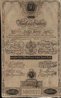 Fifty-gulden note of the Vienna City Bank, 1806, Novi Sad