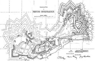 Map of the fortress, Petrovaradin Fortress, Novi Sad, Habsburg, 1687–1918