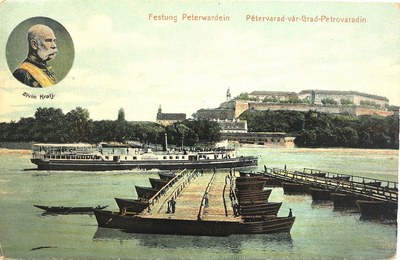 Steamship Starcevic, Pontoon Bridge, Novi Sad, 1910