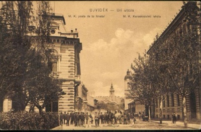 Lords' Street, with the post office and commercial school, Novi Sad, 1896–1918