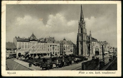 Main Square, the Church of the Name of Mary and a tram, Name of Mary Church, Novi Sad, 1896–1918