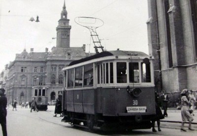 Public transport, Liberty Square, Novi Sad, 1950s