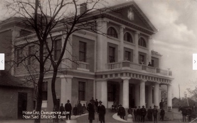 A gathering outside the Officers' House, Novi Sad, after 1918