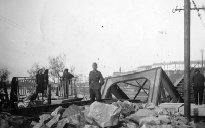 The Demolished Railway Bridge Below Petrovaradin Fortress, 1941