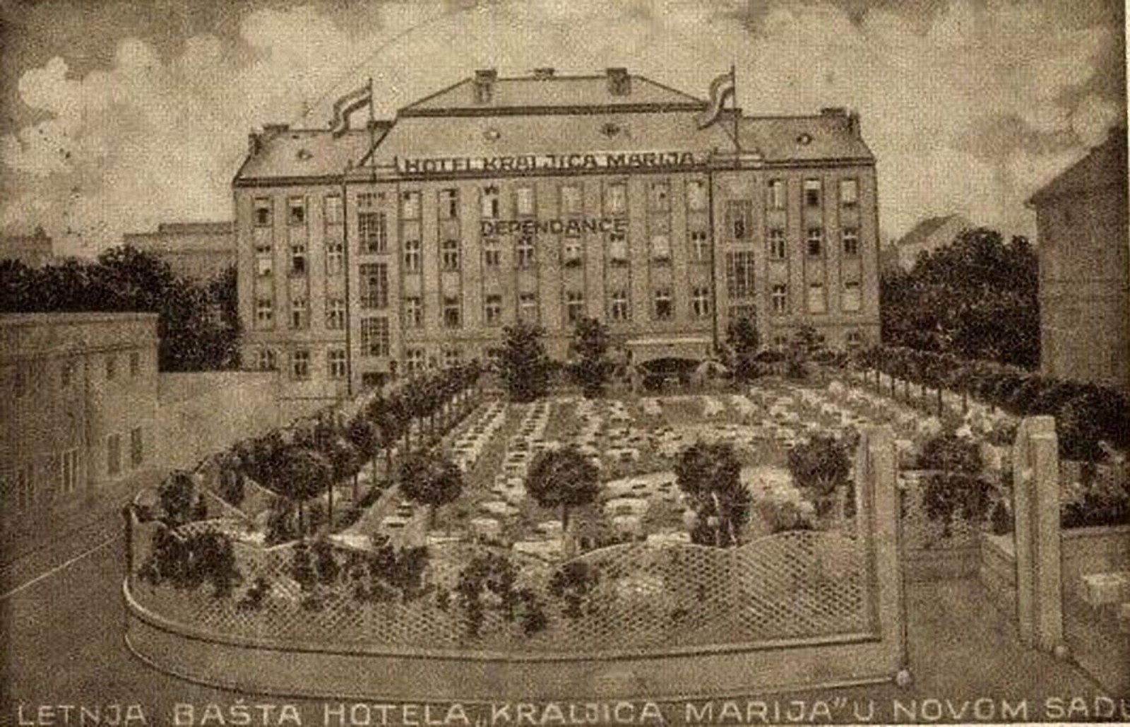 Summer garden of hotel Queen Mary, Novi Sad, 1935