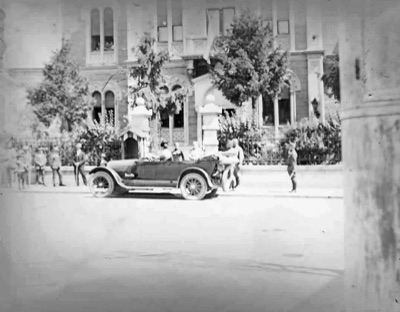 An open car waiting outside the Bishop's Palace, Novi Sad, 1920–1935