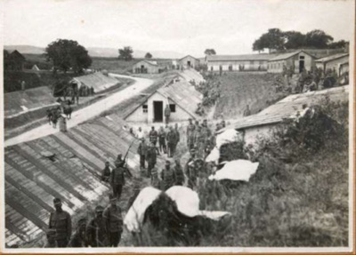 Soldiers Filing Between the Southern Barracks, Petrovaradin, Novi Sad, 1917