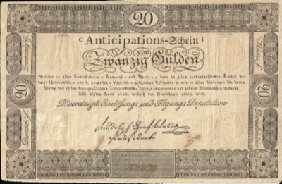 Twenty-gulden anticipation note, Vienna, 1813, Novi Sad