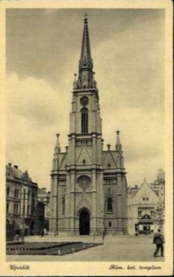 The Catholic Parish Church, a Solitary Pedestrian Crossing the Square, Name of Mary Church, Novi Sad, 1896–1918