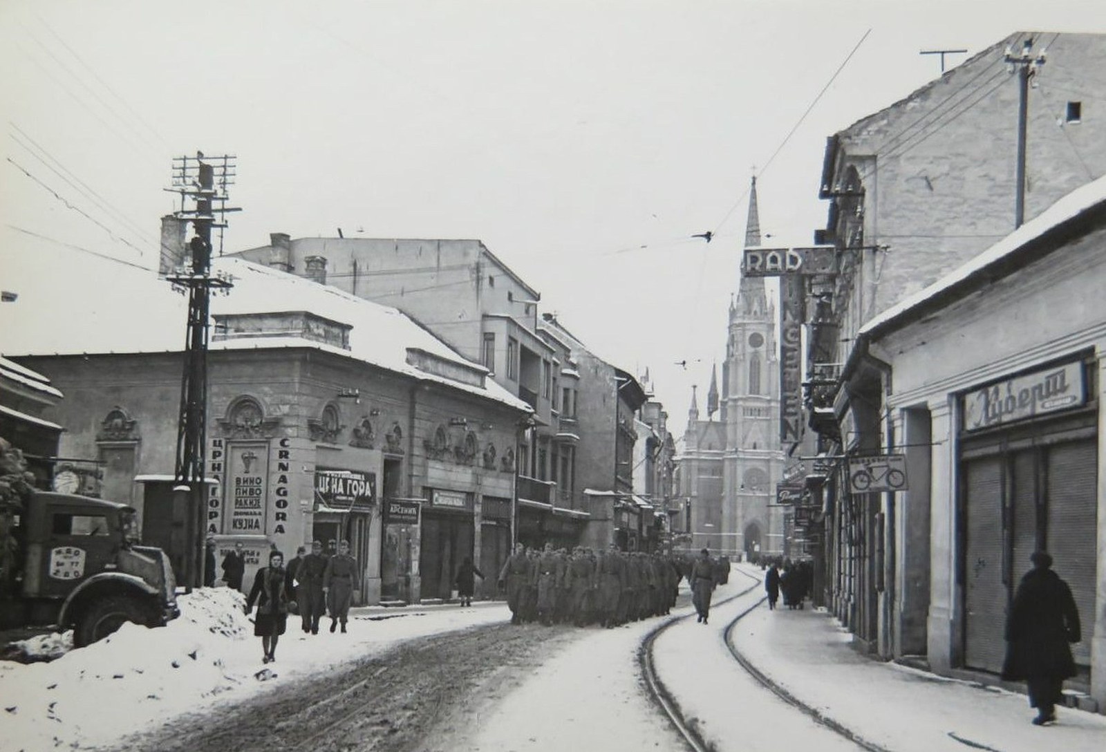 Soldiers in Jewish Street, Novi Sad, 1947