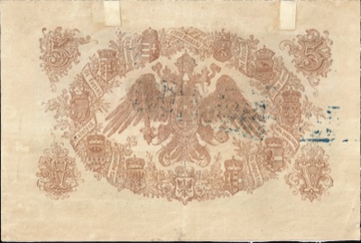 Reverse of the five-gulden state note, 1866, Novi Sad