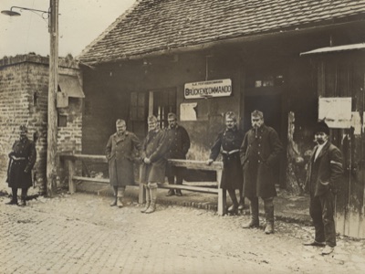 Guards at the Bridge Command, Novi Sad to Petrovaradin, Pontoon Bridge, 1914