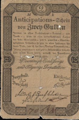 Two-gulden anticipation note, Vienna, 1813, Novi Sad