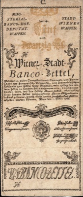 Twenty-five-gulden note of the Vienna City Bank, 1762, Novi Sad